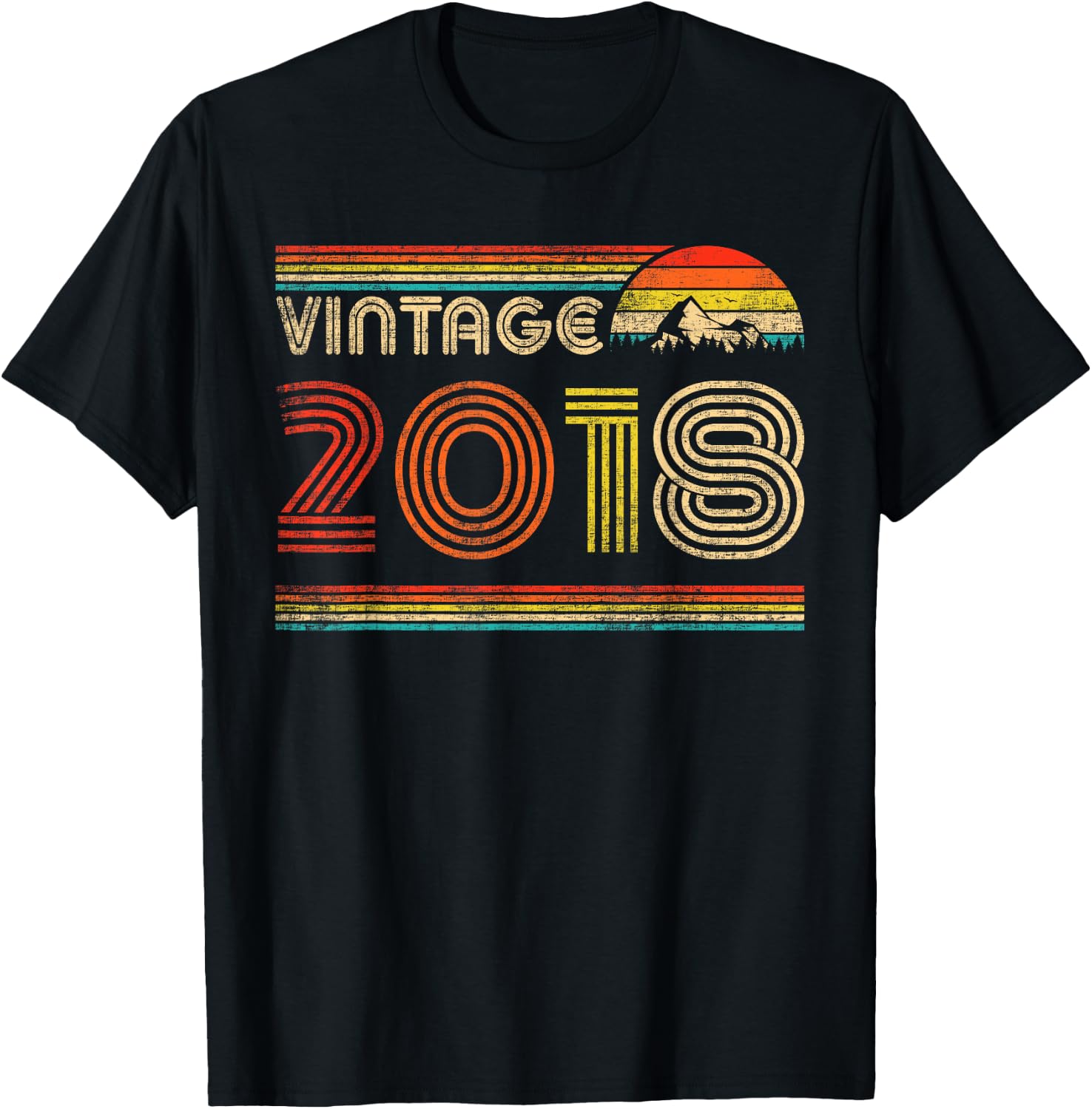 Vintage 2018 6th Birthday 6 Years Old Boys Girl Kids Vintage T-Shirt - T-Shirt | Black