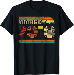 Vintage 2018 6th Birthday 6 Years Old Boys Girl Kids Vintage T-Shirt - T-Shirt | Black