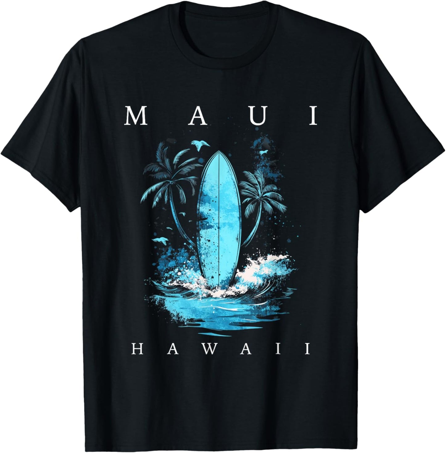 Maui Hawaii Vintage Surf Beach Surfing Surfer Souvenir T-Shirt - T-Shirt | Black