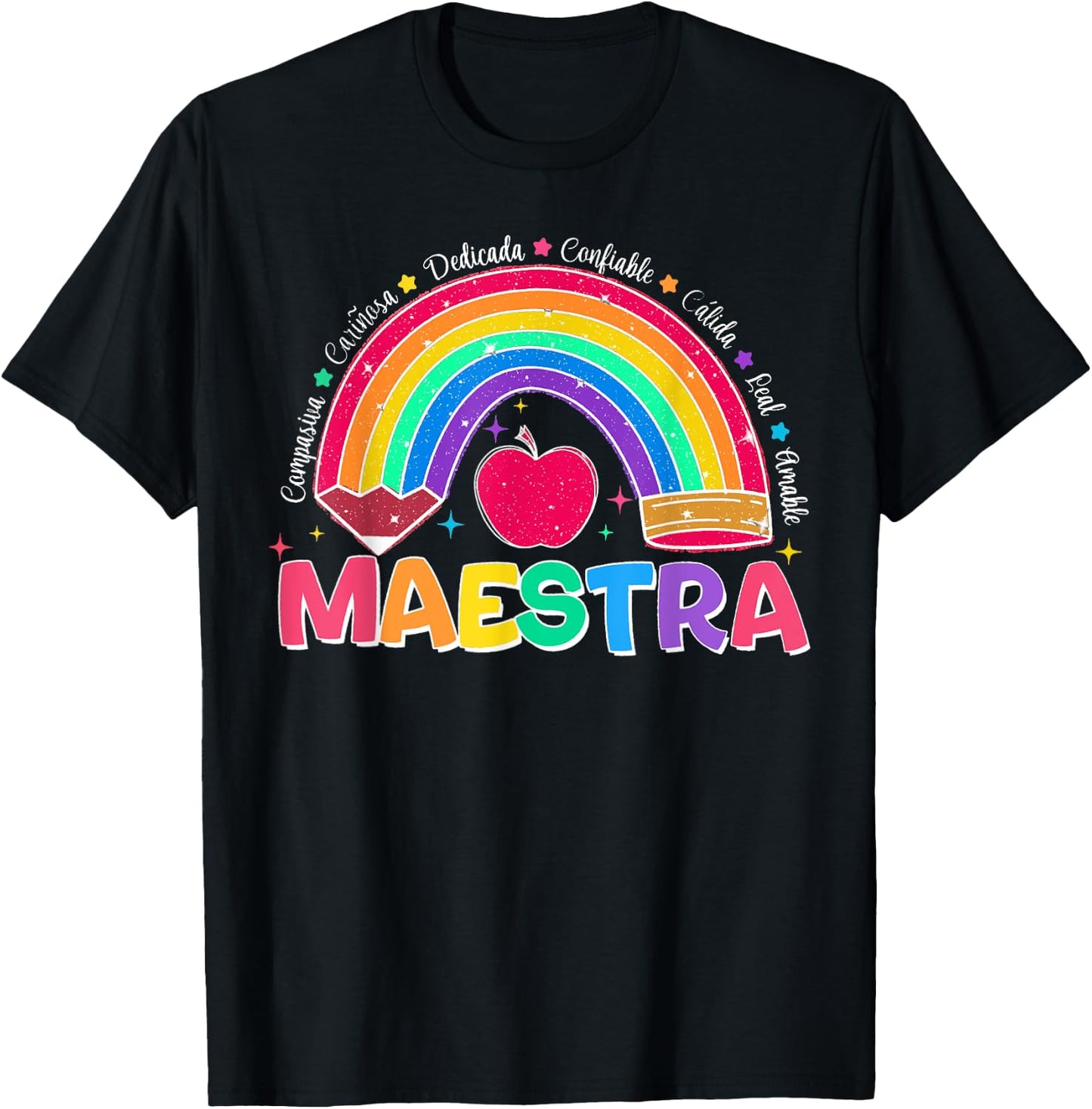 Maestra Spanish Teacher Bilingual Teacher Latina Rainbow Women T-Shirt - T-Shirt | Black