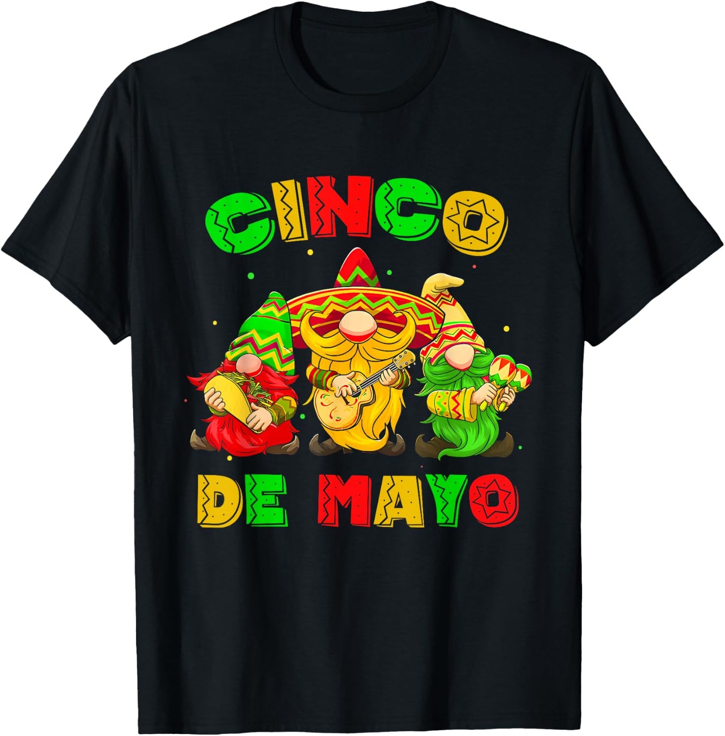 Cinco De Mayo Mexican Gnome Fiesta 5 De Mayo Men Women T-Shirt - T-Shirt | Black