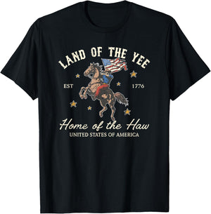 Land Of The Yee, Home Of The Haw, 4th Of July T-Shirt - T-Shirt | Black
