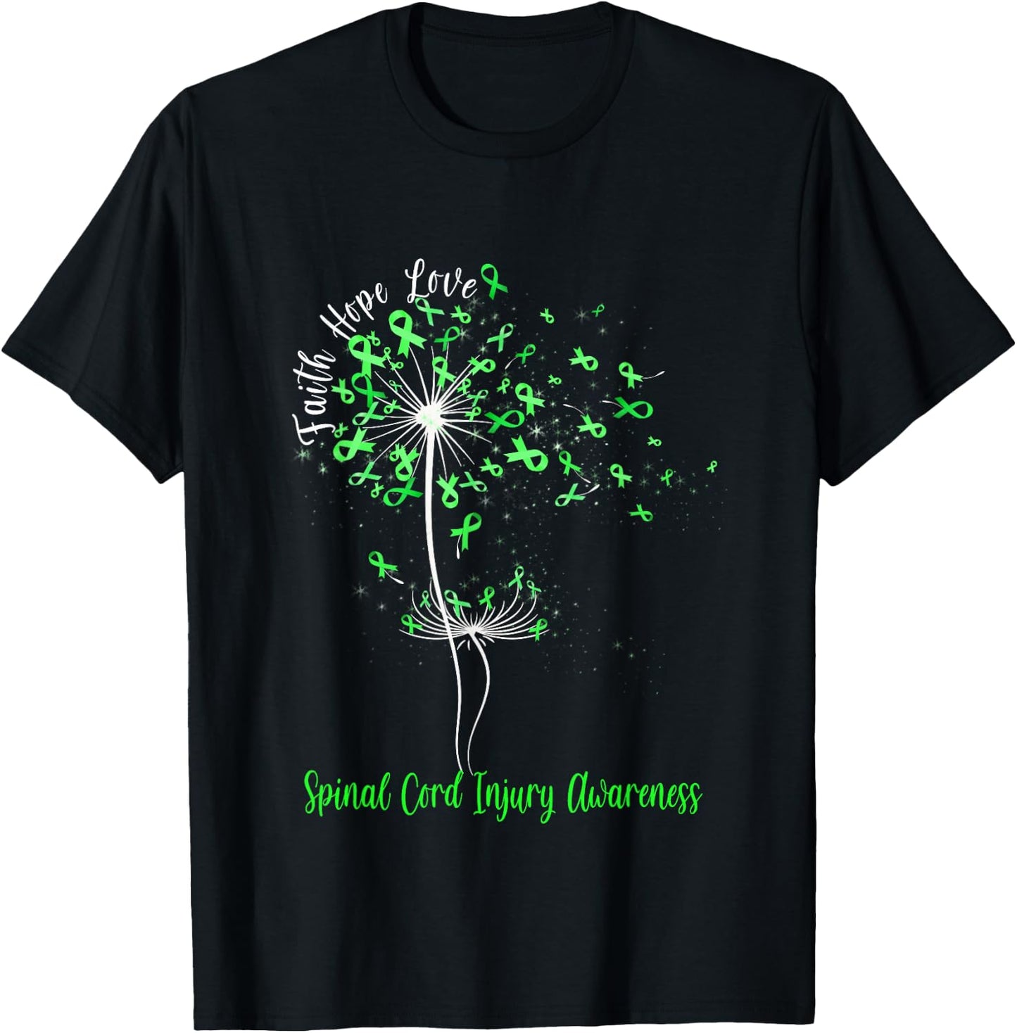 Dandelion Faith Hope Love Spinal Cord Injury Awareness Flow T-Shirt - T-Shirt | Black