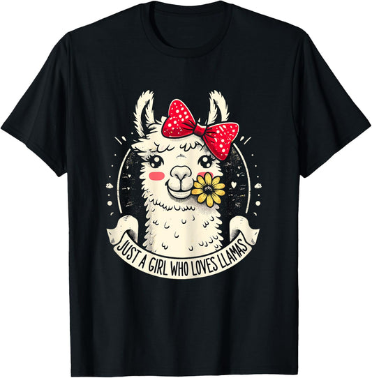 Just a Girl who loves Llamas T-Shirt - T-Shirt | Black