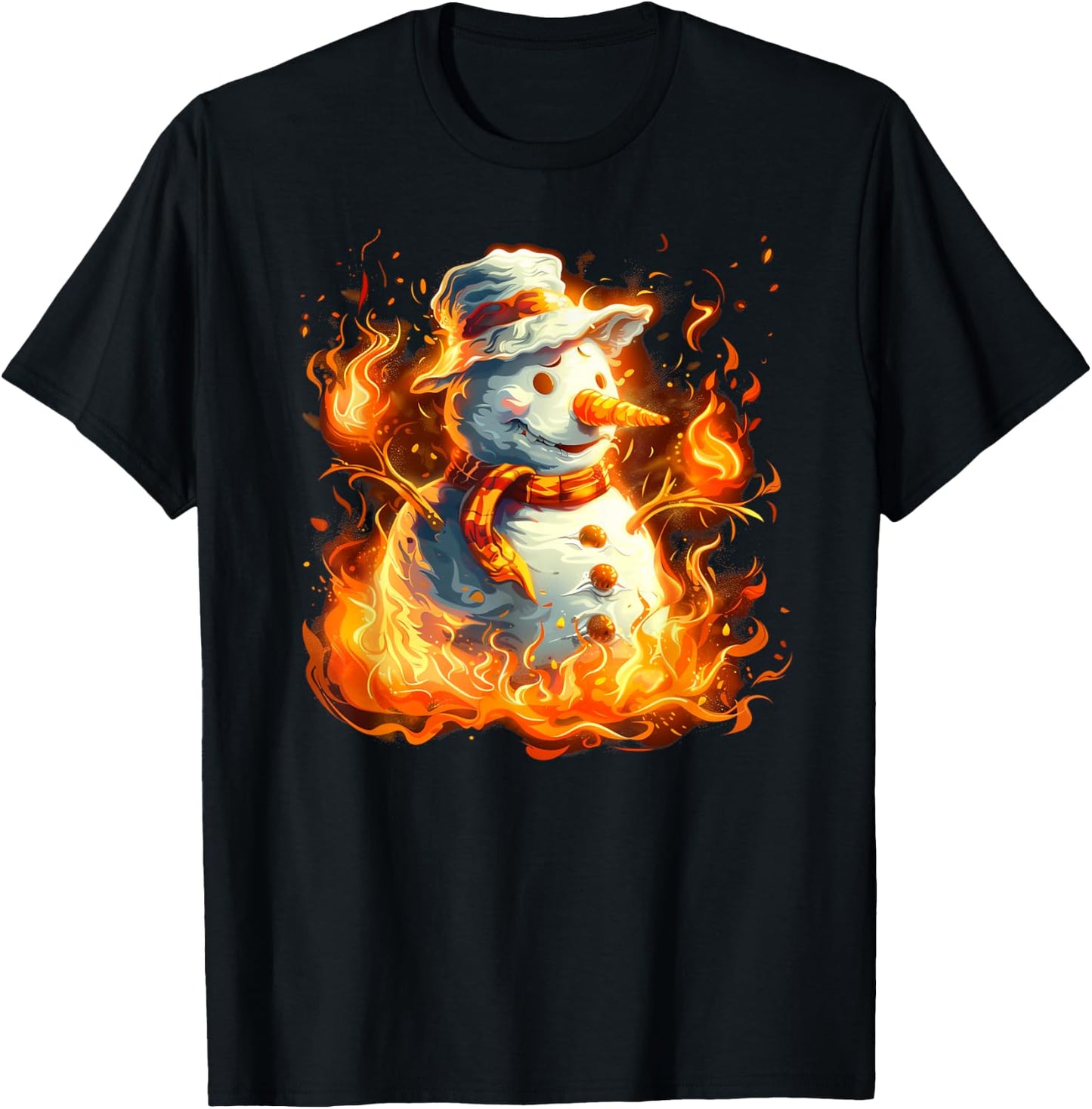 Funny burning Snowman Outfit for Winter Lovers T-Shirt - T-Shirt | Black