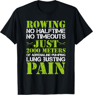 No Halftime No Timeouts Rowing Crew Boat Racing Lover Graphi T-Shirt - T-Shirt | Black