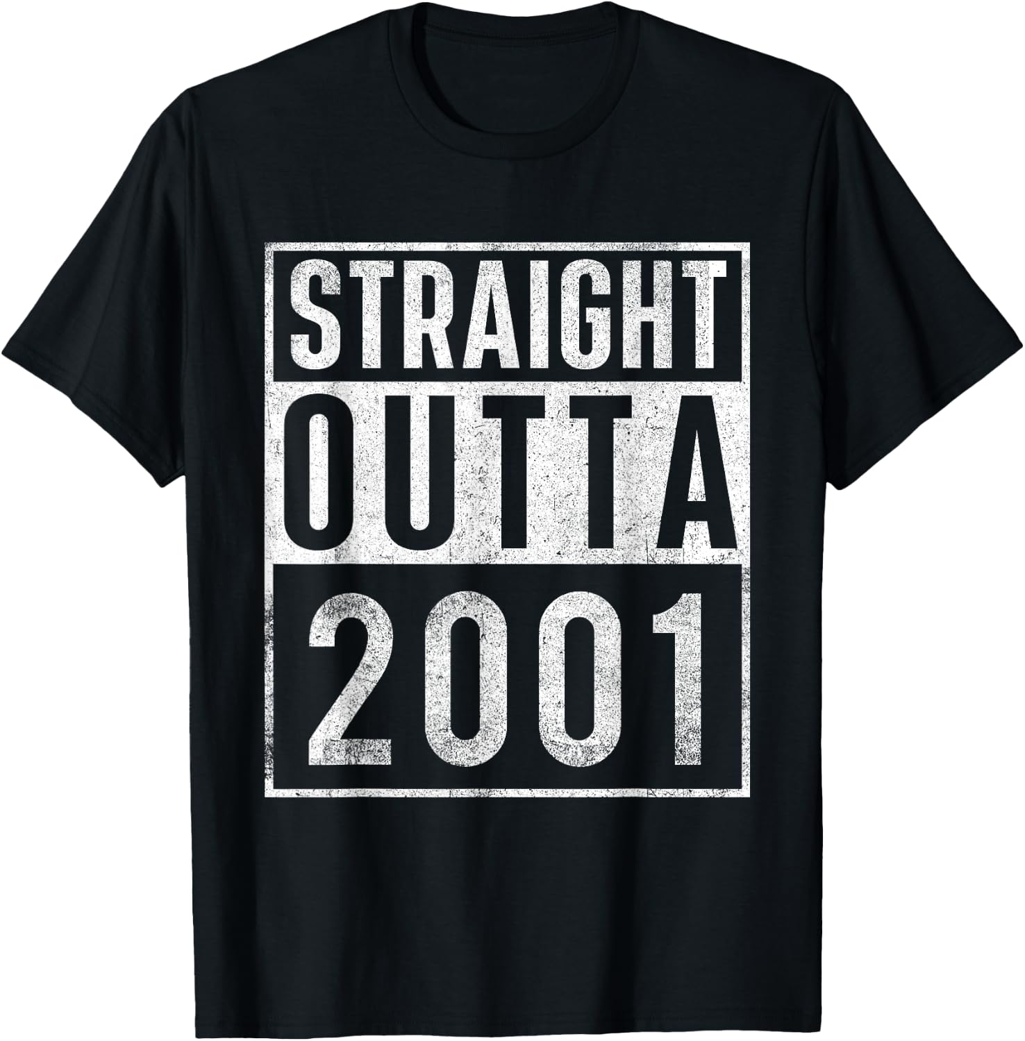 Straight Outta 2001 Year Of Birth Birthday T-Shirt - T-Shirt | Black
