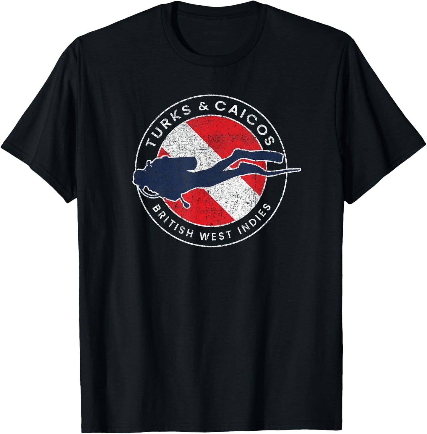 Turks and Caicos Islands Diving Flag Vacation Souvenir T-Shirt - T-Shirt | Black