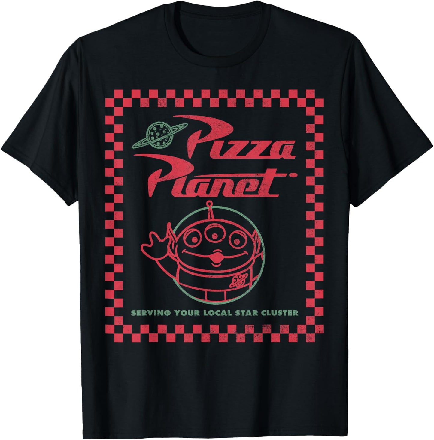 Disney Pixar Toy Story Alien Pizza Planet Box Art T-Shirt - T-Shirt | Black