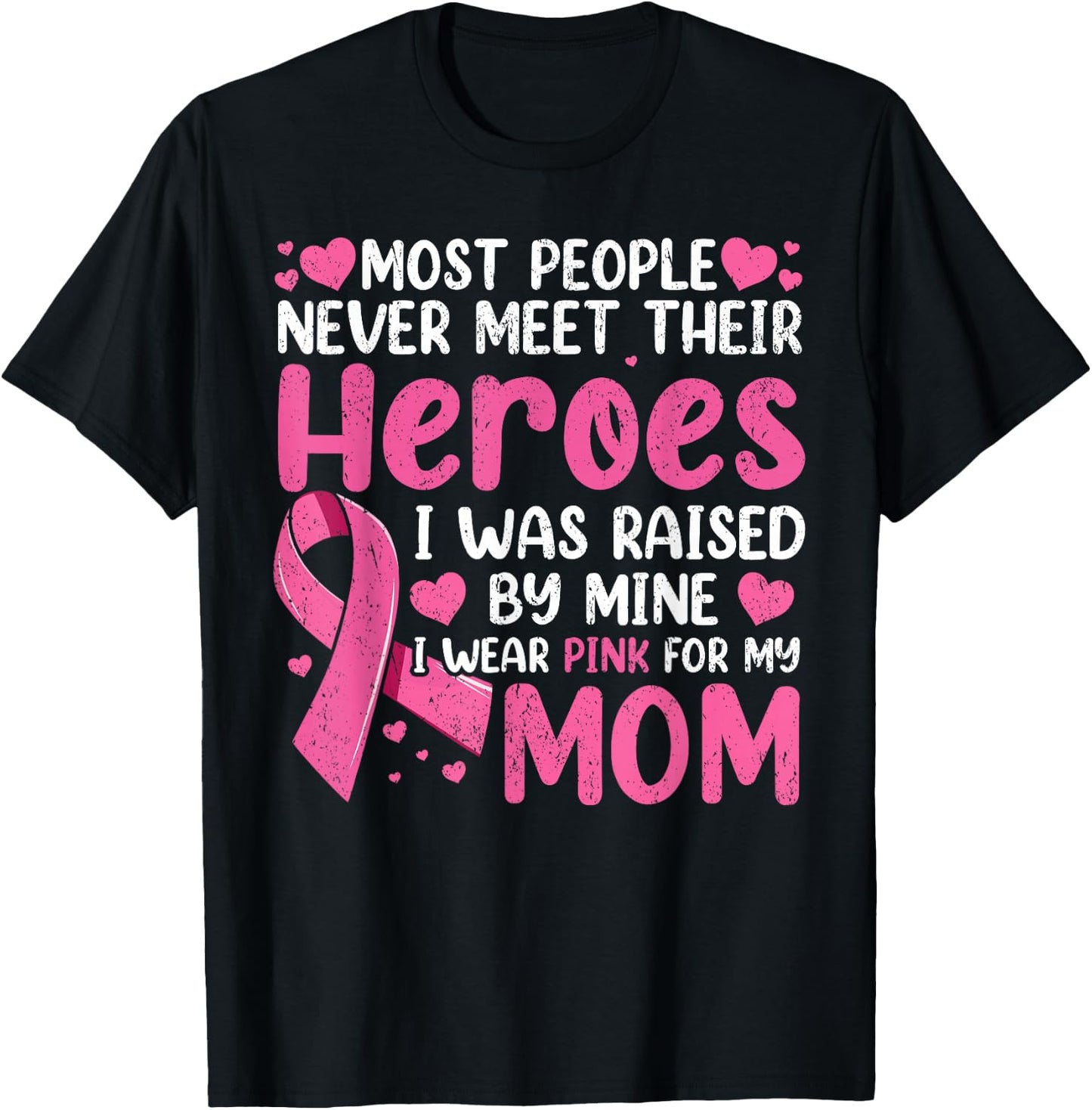 Vintage Breast Cancer Mom, Support Mother Pink Ribbon Women T-Shirt - T-Shirt | Black