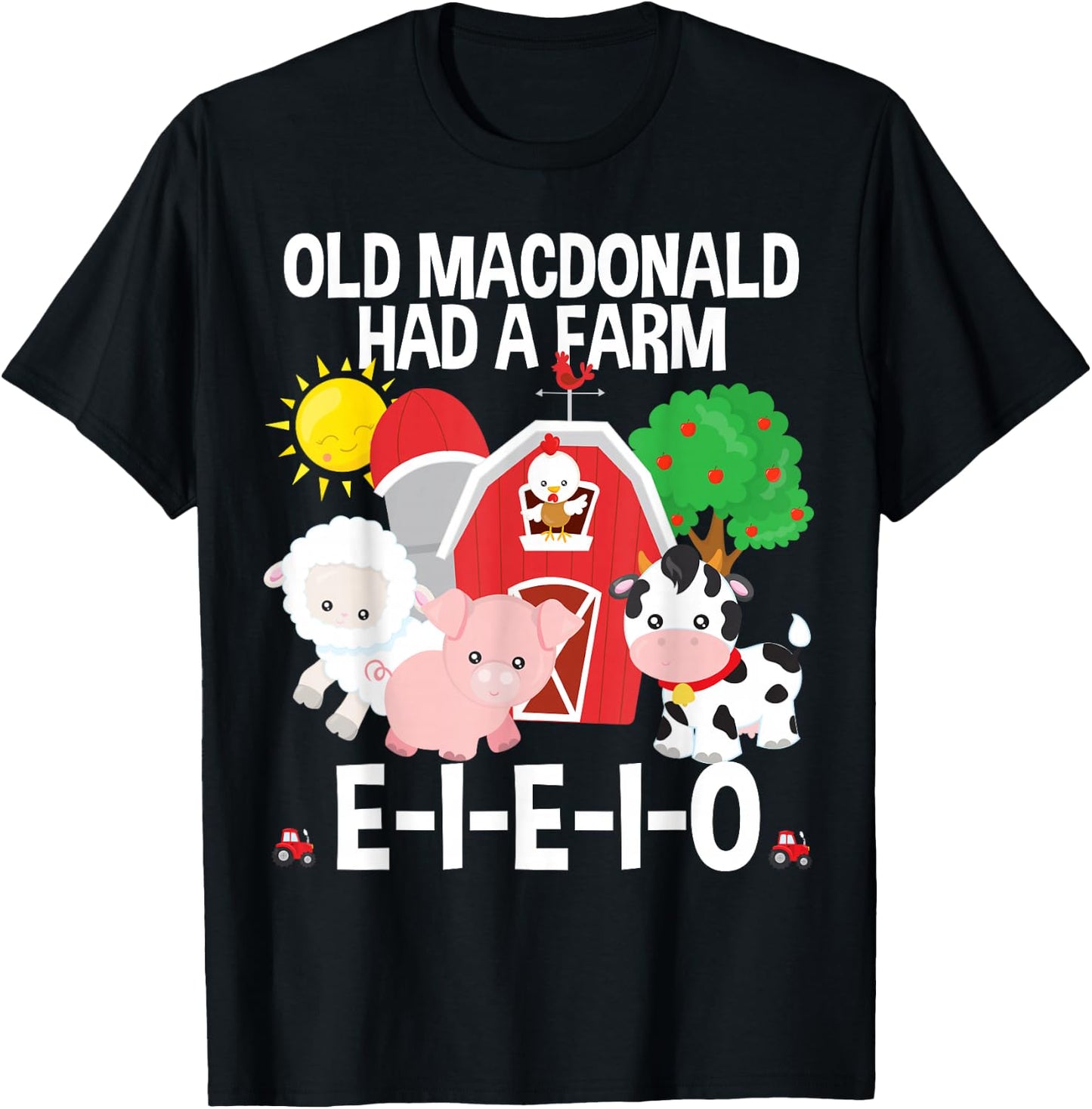 Toddler Kids Old MacDonald Had a Farm E-I-E-I-O Nursery Song T-Shirt - T-Shirt | Black