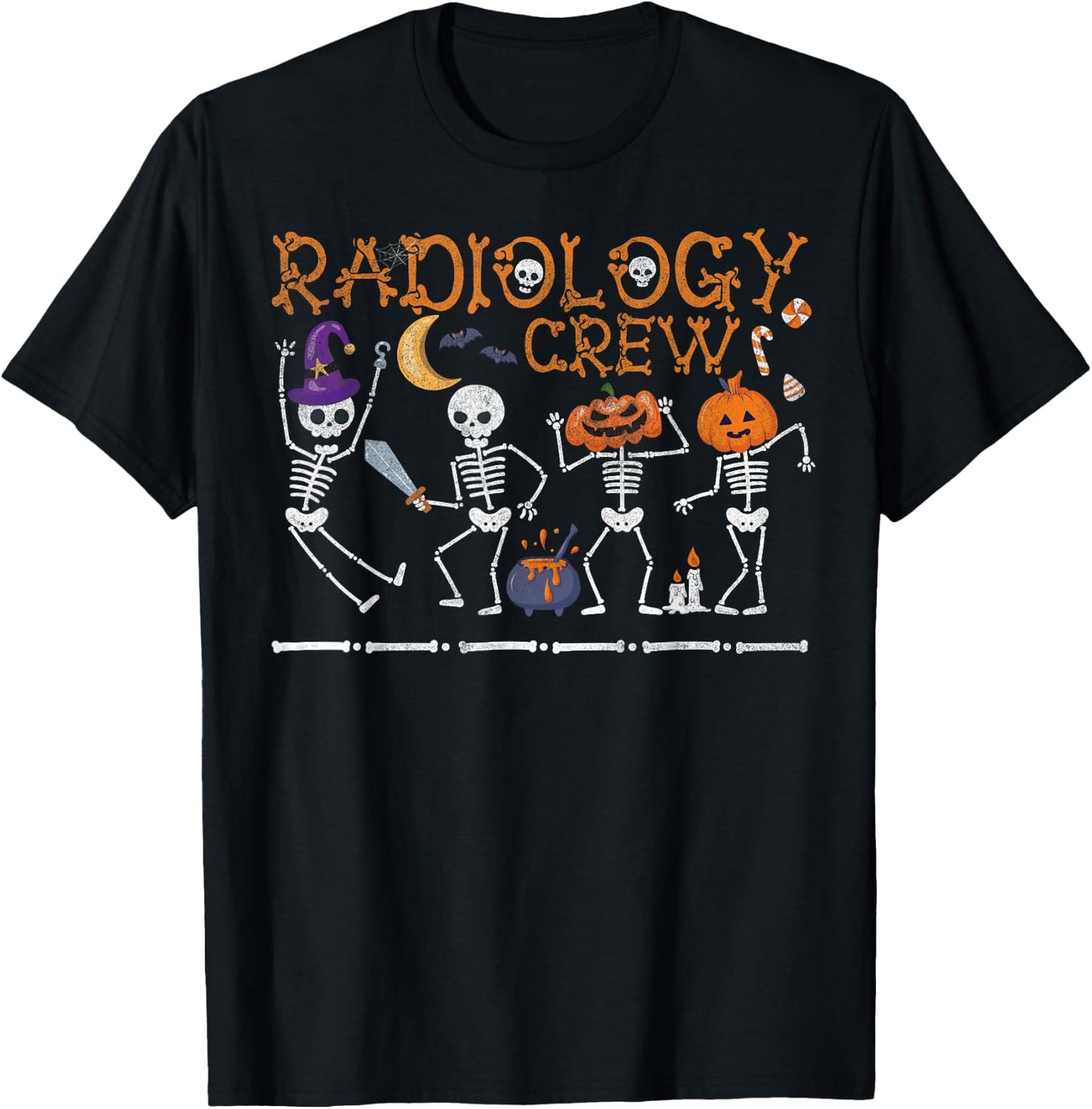 Radiology Crew Dancing Skeleton Funny Halloween Party T-Shirt - T-Shirt | Black