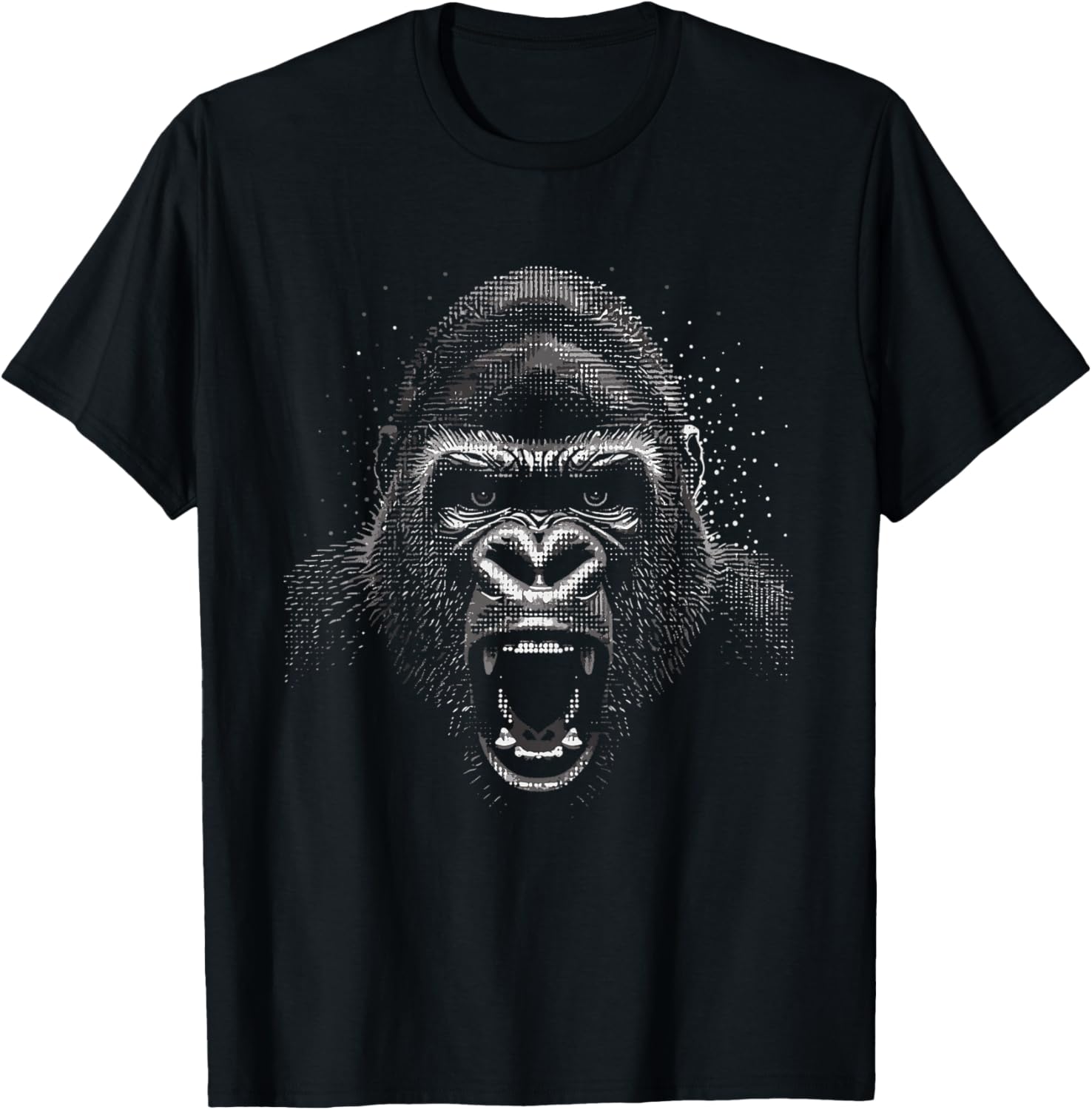 Kids Gorilla Face Monkey Angry Growling Scary Silverback Gorilla T-Shirt - T-Shirt | Black