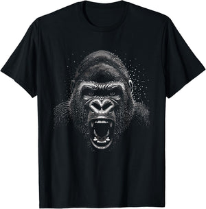 Kids Gorilla Face Monkey Angry Growling Scary Silverback Gorilla T-Shirt - T-Shirt | Black