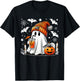 Cute Ghost Drinking Coffee Halloween Ghost Coffee T-Shirt - T-Shirt | Black