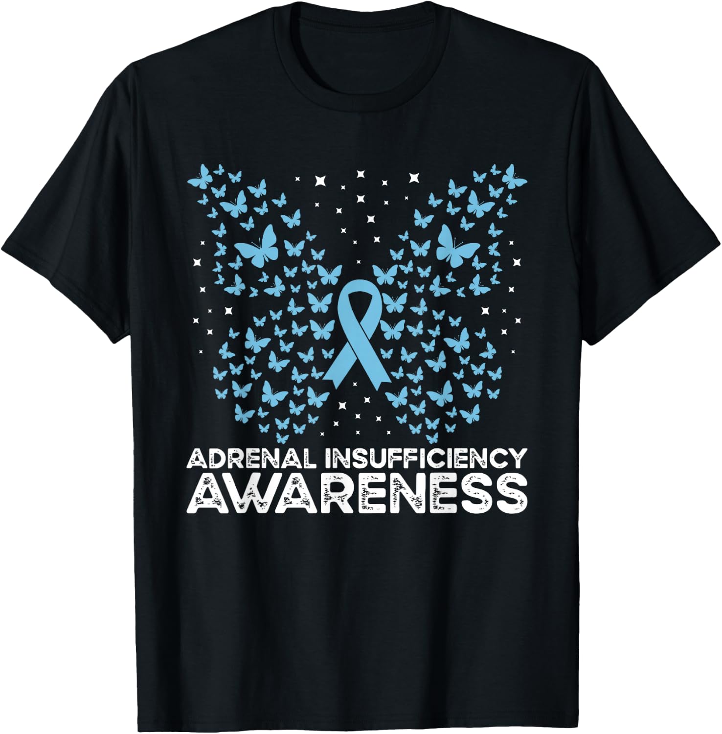 Adrenal Insufficiency Awareness Butterfly T-Shirt - T-Shirt | Black