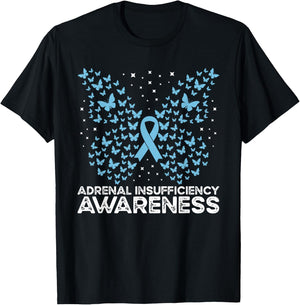 Adrenal Insufficiency Awareness Butterfly T-Shirt - T-Shirt | Black