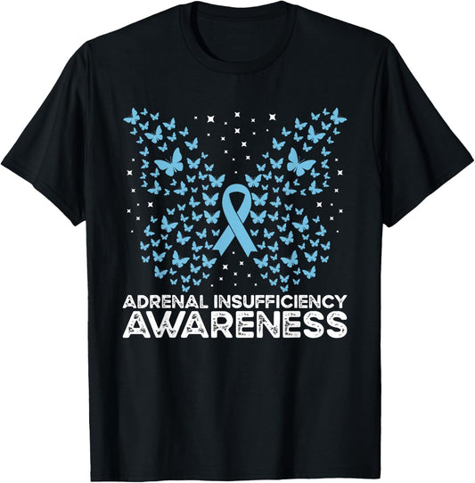 Adrenal Insufficiency Awareness Butterfly T-Shirt - T-Shirt | Black