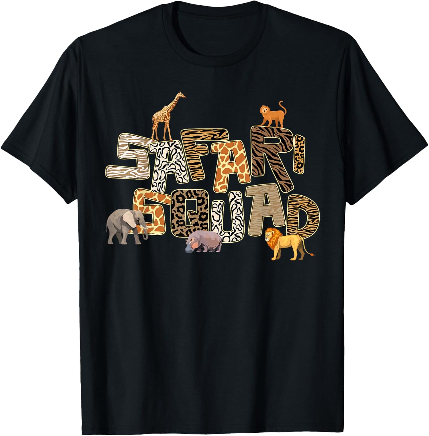 Safari Squad African Zoo Funny Animal Lovers Men Women Kids T-Shirt - T-Shirt | Black