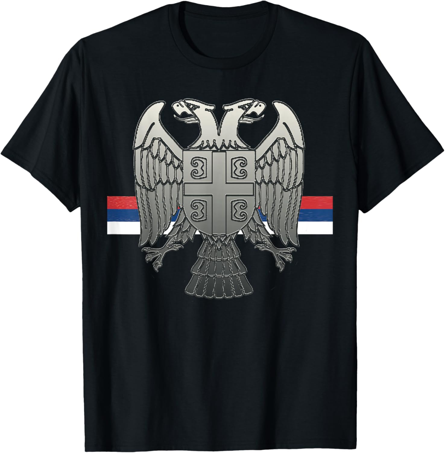 Serbian Cross and National Eagle T-Shirt - T-Shirt | Black