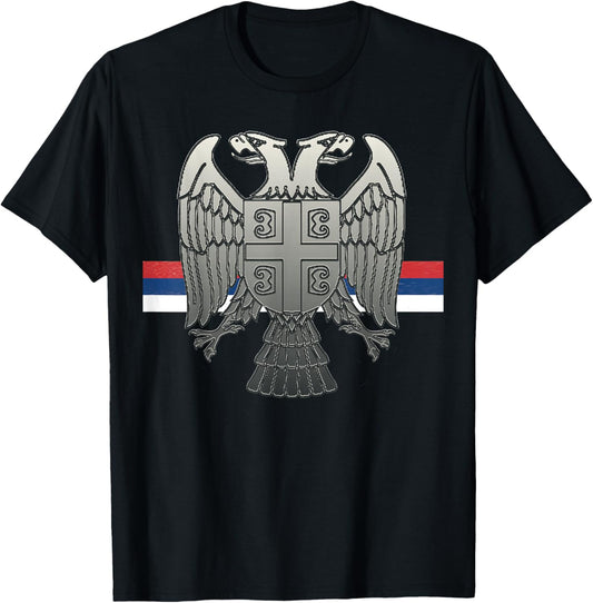 Serbian Cross and National Eagle T-Shirt - T-Shirt | Black