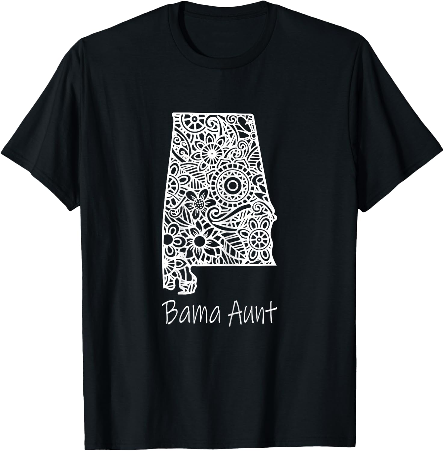 Alabama Bama Aunt Family Reunion Mandala Alabama T-Shirt - T-Shirt | Black