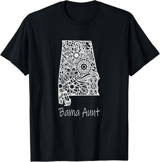 Alabama Bama Aunt Family Reunion Mandala Alabama T-Shirt - T-Shirt | Black