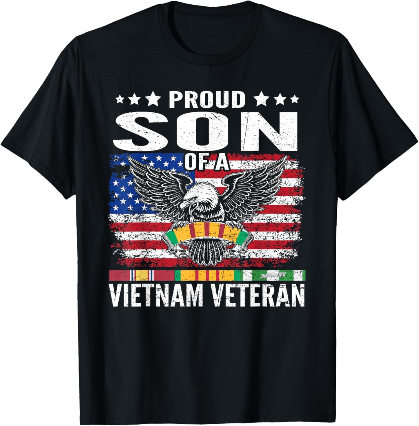 Proud Son Of A Vietnam Veteran Family Matching T-Shirt - T-Shirt | Black