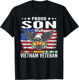 Proud Son Of A Vietnam Veteran Family Matching T-Shirt - T-Shirt | Black