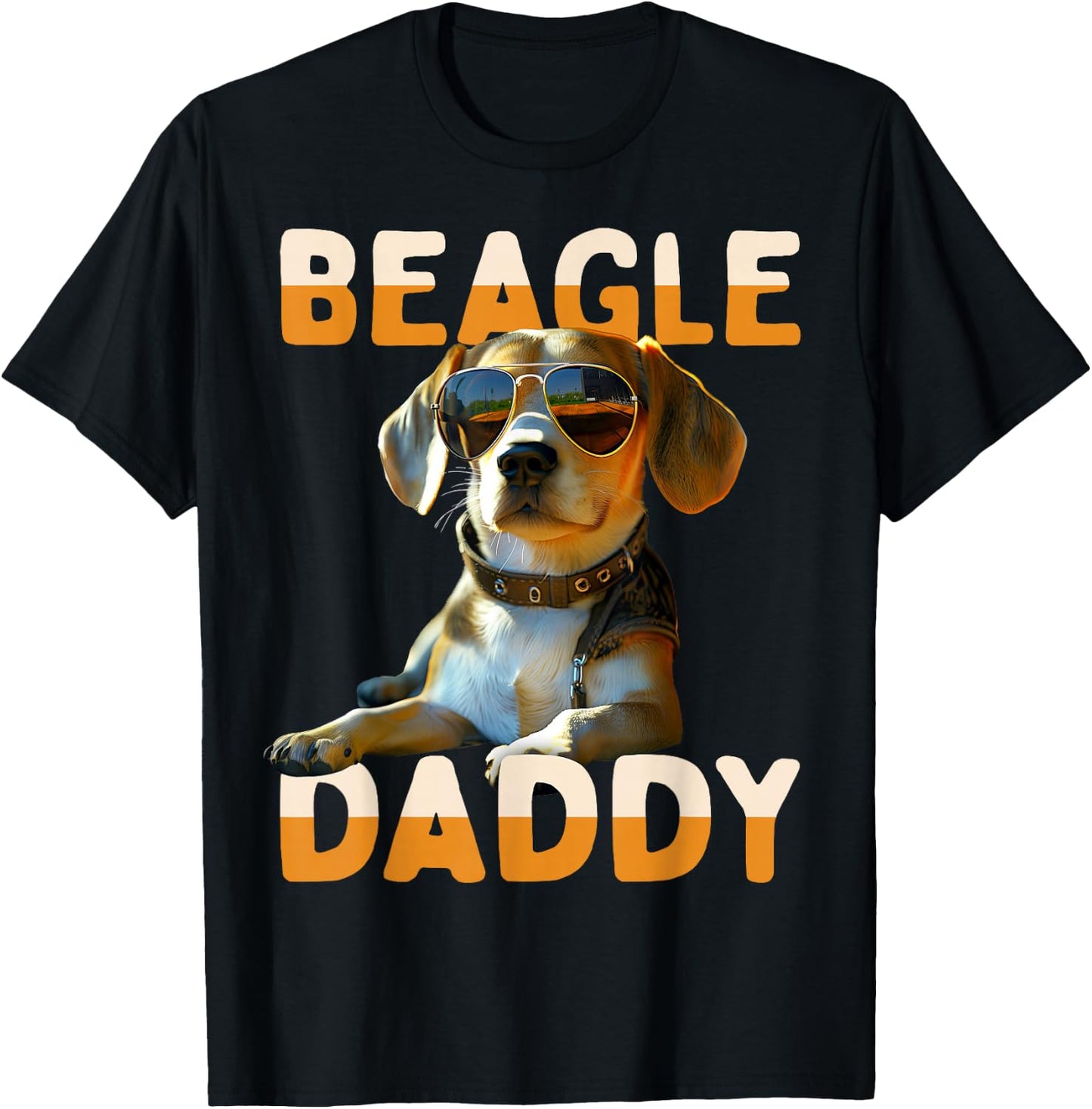 Beagle Daddy Father Papa Fathers Day English Beagles Dad T-Shirt - T-Shirt | Black