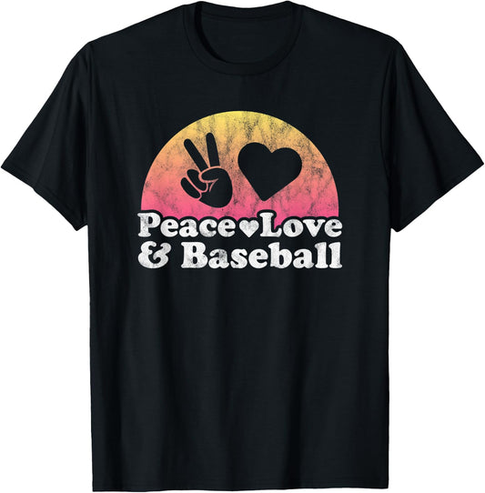 Peace Love and Baseball T-Shirt - T-Shirt | Black