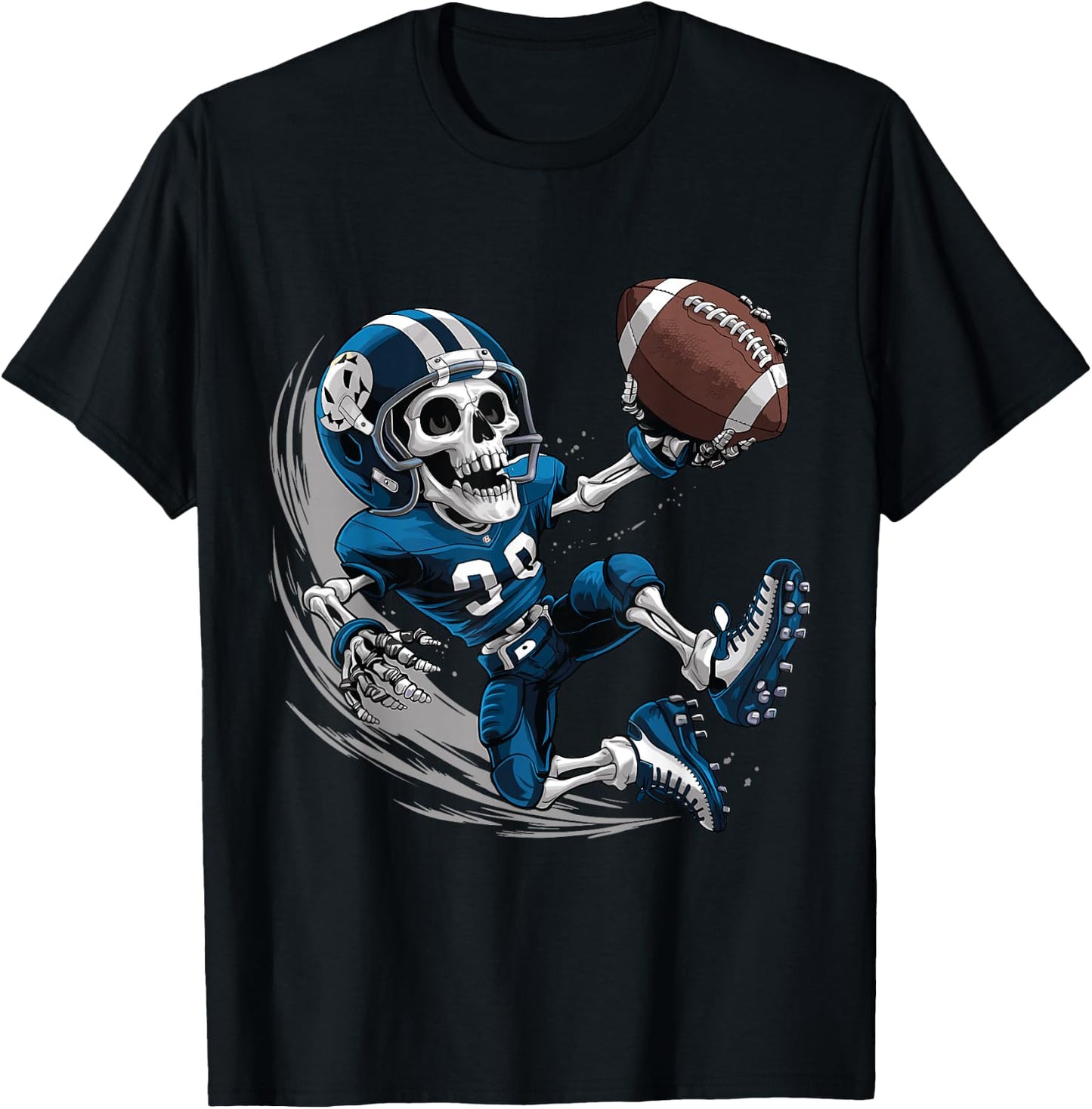 American Football Skeleton Halloween Men Boys Football Fan T-Shirt - T-Shirt | Black