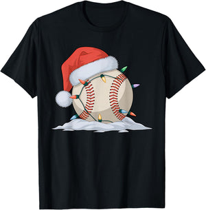Christmas Baseball Player Santa Sports Design Boys T-Shirt - T-Shirt | Black