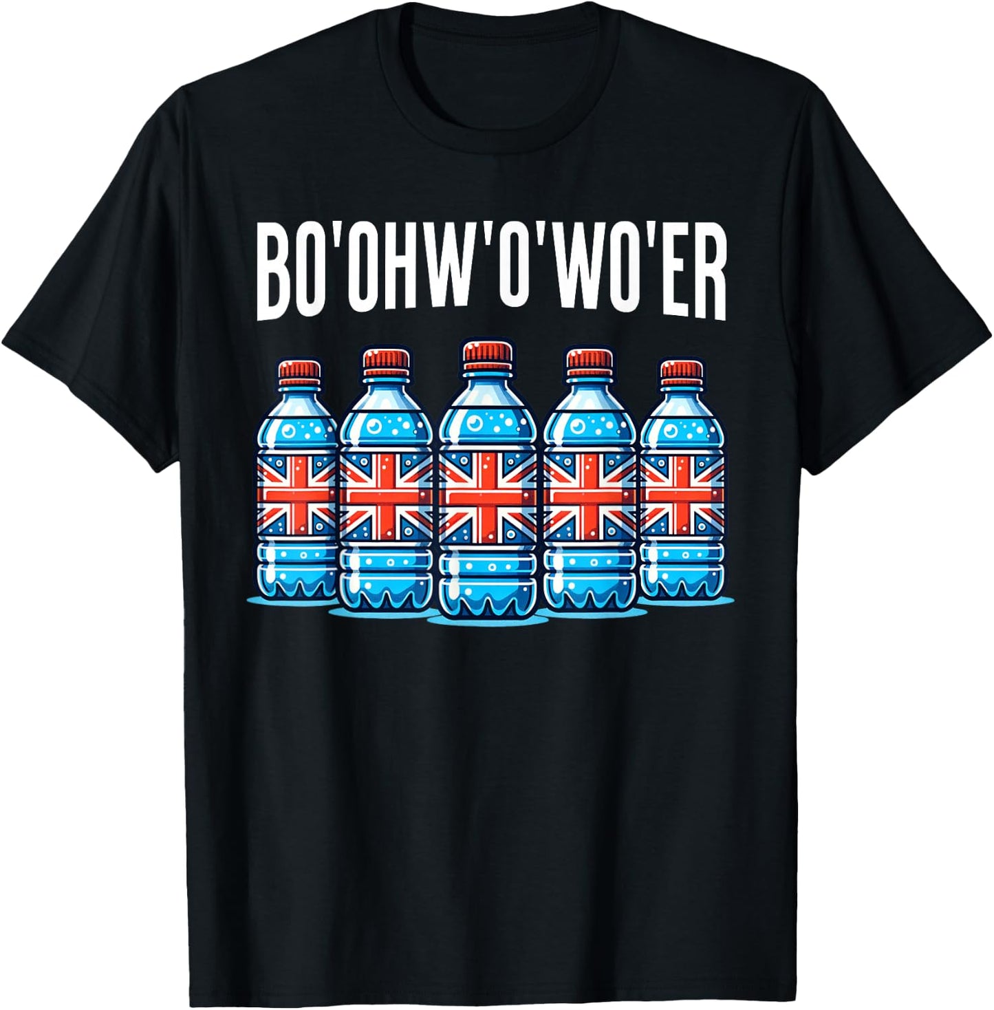 Funny British Vacation Bottle Of Water And Britain Londoner T-Shirt - T-Shirt | Black