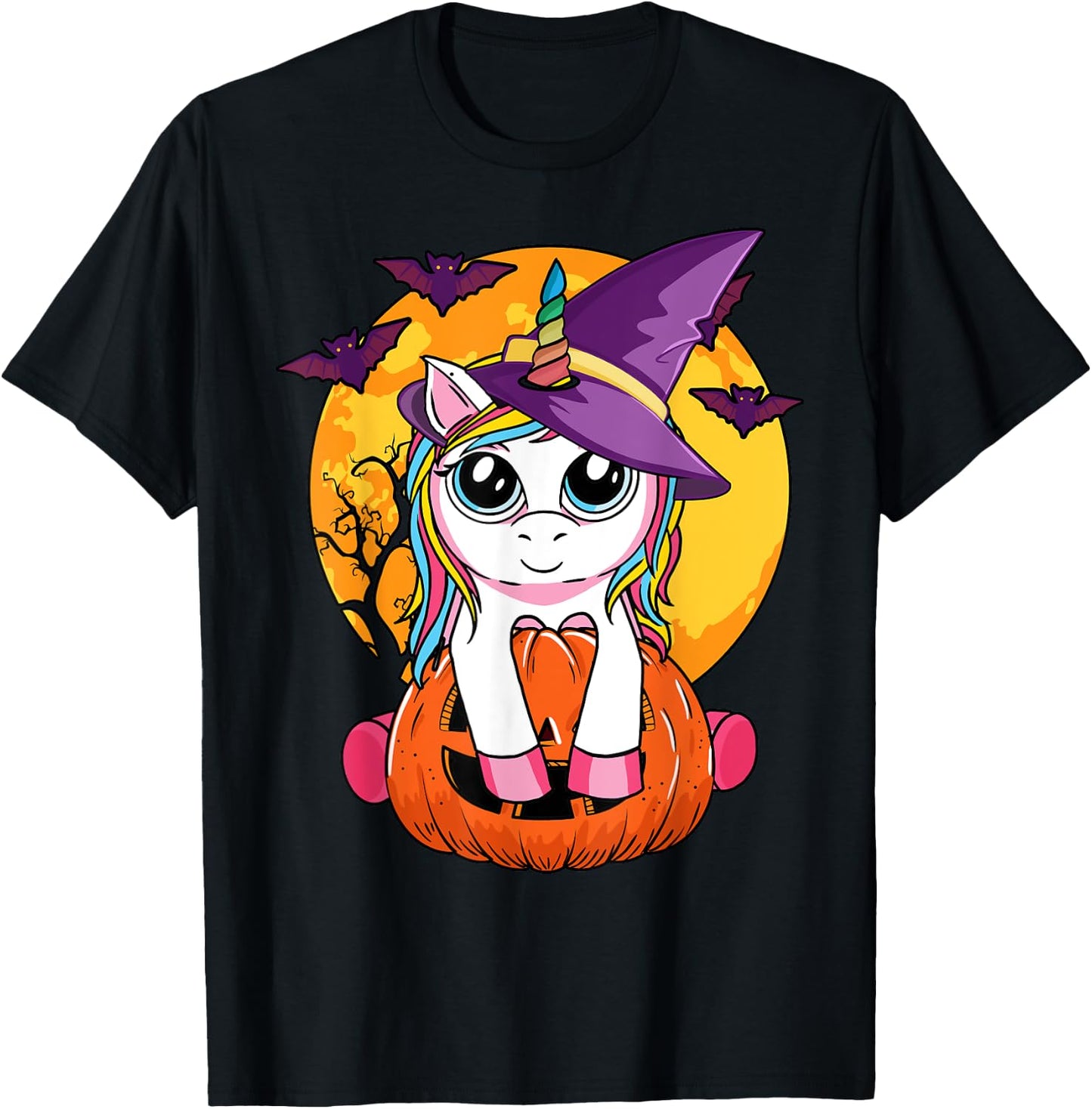 Cute Halloween Girls Kids Witchy Unicorn Halloween T-Shirt - T-Shirt | Black