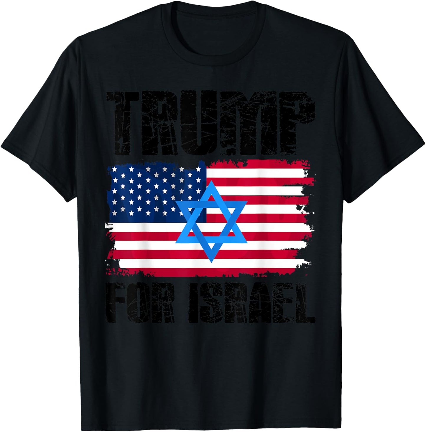 Trump For Israel Jewish American Flag Star Of David T-Shirt - T-Shirt | Black