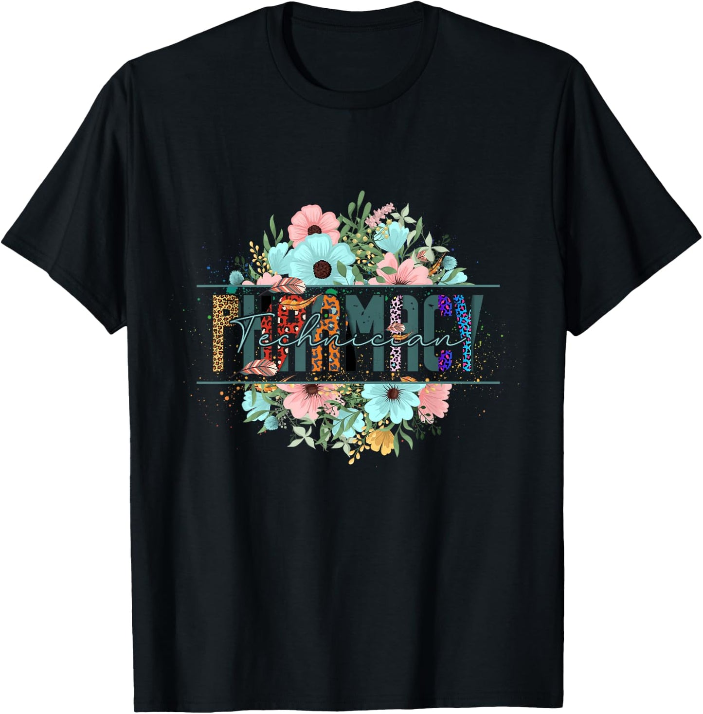 Pharmacy Tech Technician Pharmacist Flower Floral Cpht HD0 T-Shirt - T-Shirt | Black