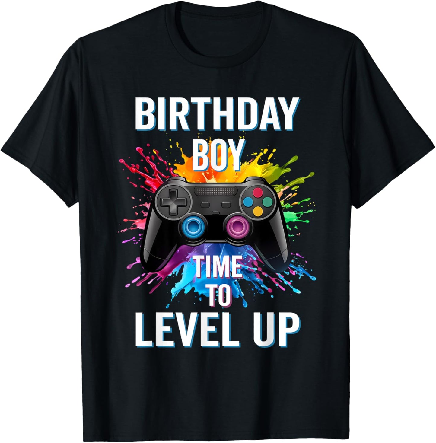 Birthday Boy Time To Level Up Gaming Controller Gamer T-Shirt - T-Shirt | Black