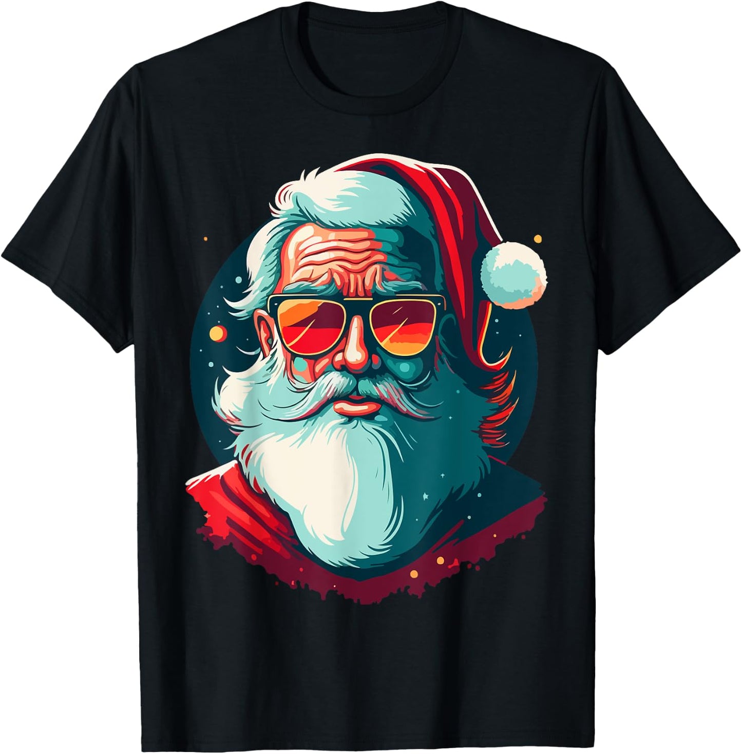 Santa Face Retro Sunglasses Christmas Xmas Men Women T-Shirt - T-Shirt | Black