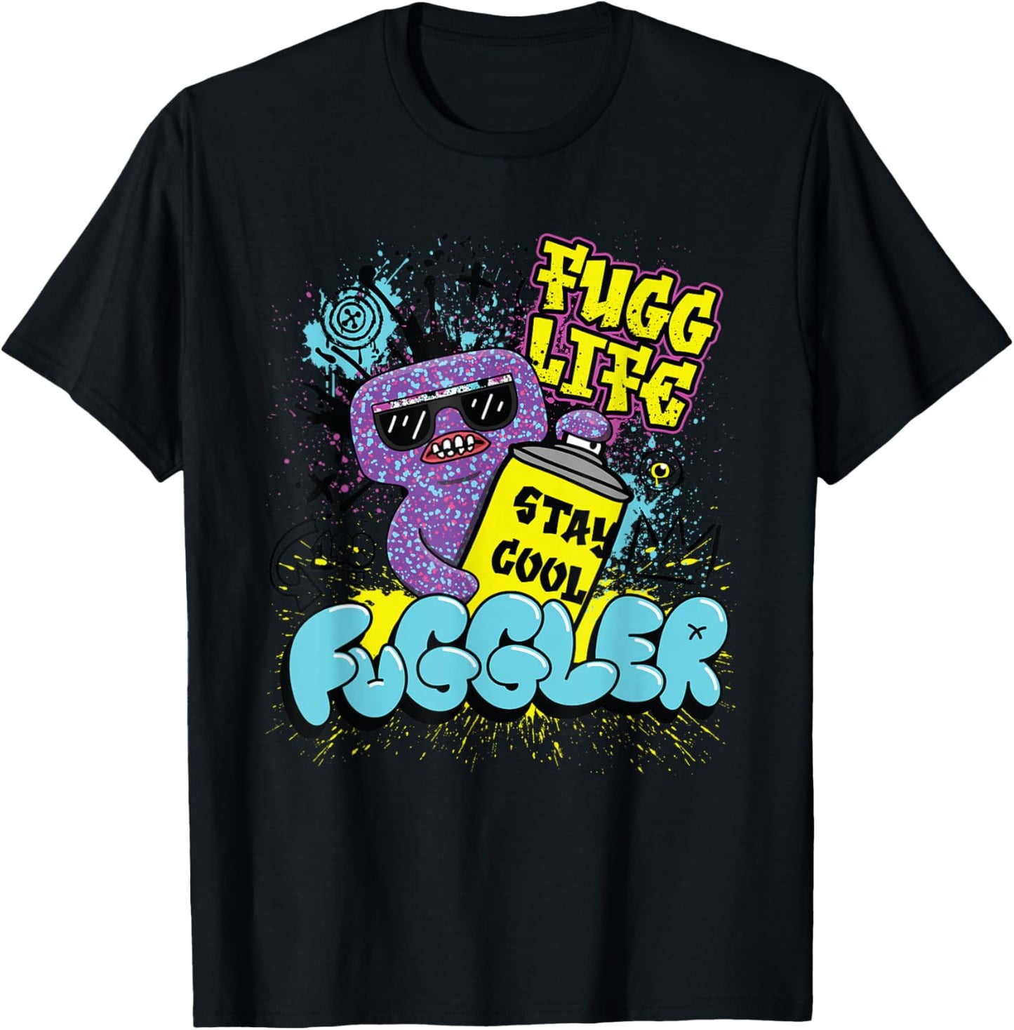 Fuggler Squidge Fugg Life Graffiti Spray Can T-Shirt - T-Shirt | Black