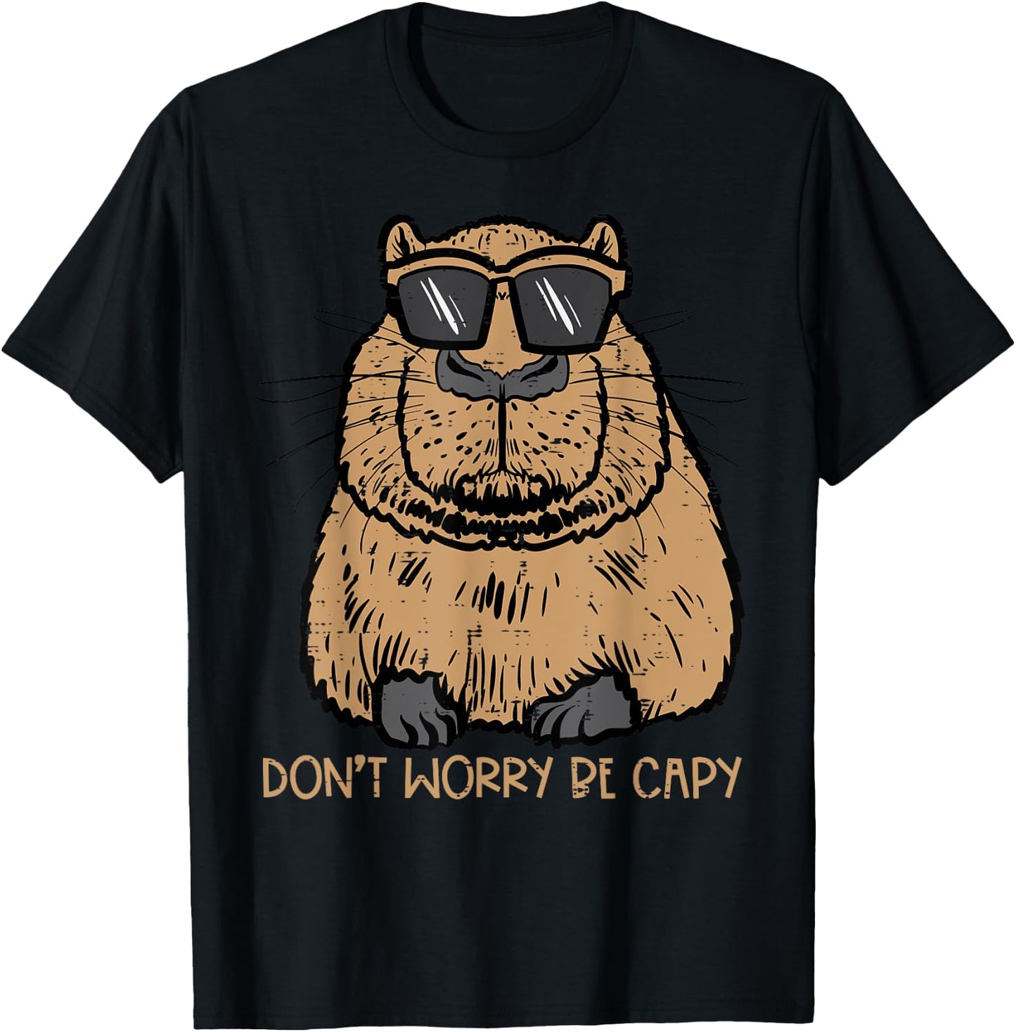 Dont Worry Be Capy Funny Capybara Pet Kids Men Women Teen T-Shirt - T-Shirt | Black