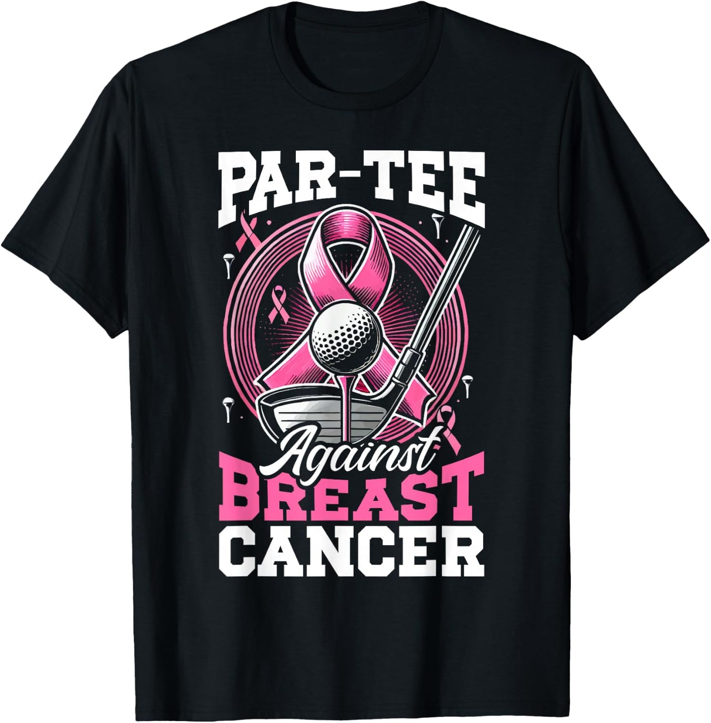 Golf Breast Cancer Awareness Month Golfer Pink Ribbon T-Shirt - T-Shirt | Black