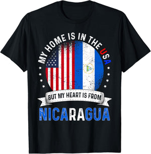 Nicaraguan American Patriot Heart is from Nicaragua Flag T-Shirt - T-Shirt | Black