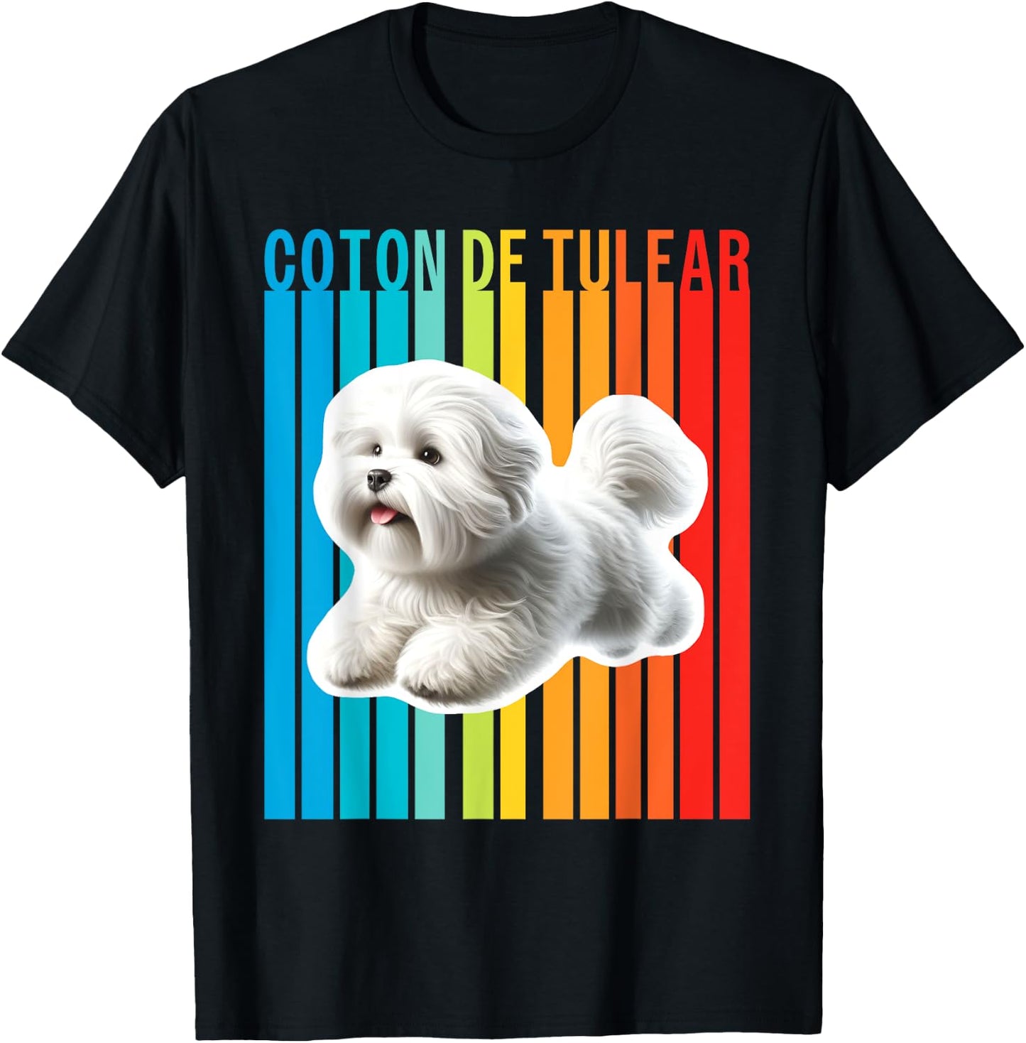 Colorful Coton de Tulear T-Shirt - T-Shirt | Black