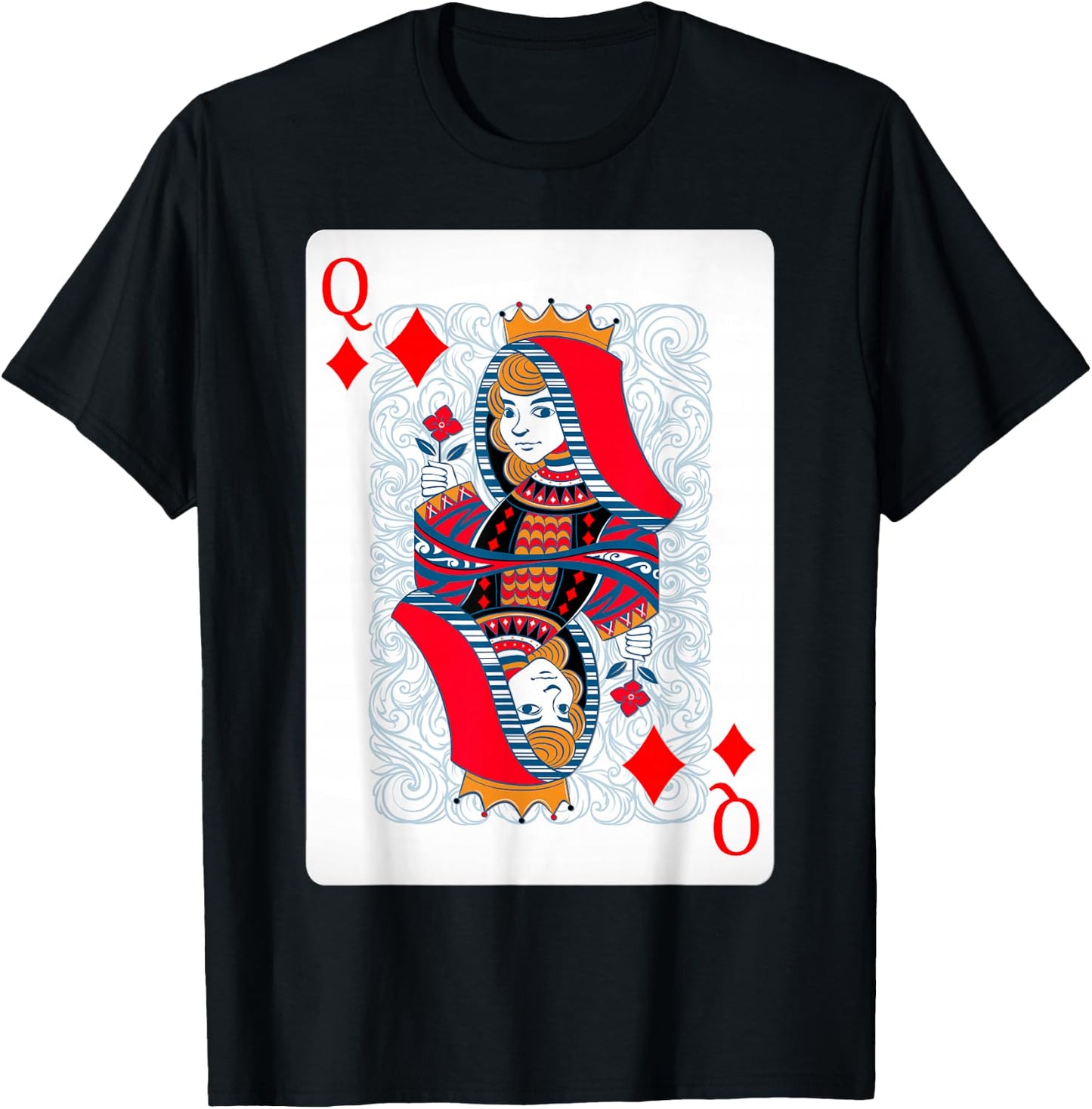 Queen Of Diamonds Playing Cards Shirt Easy Halloween Costume T-Shirt - T-Shirt | Black