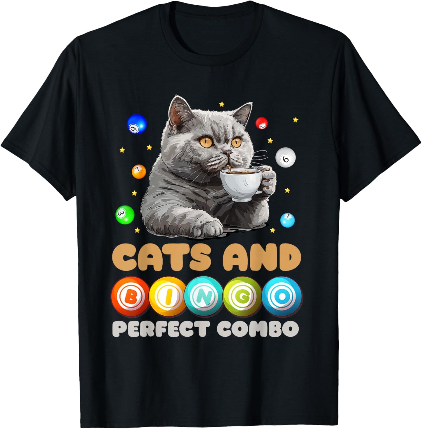 Bingo Player Cats and Bingo Perfect Combo Funny T-Shirt - T-Shirt | Black