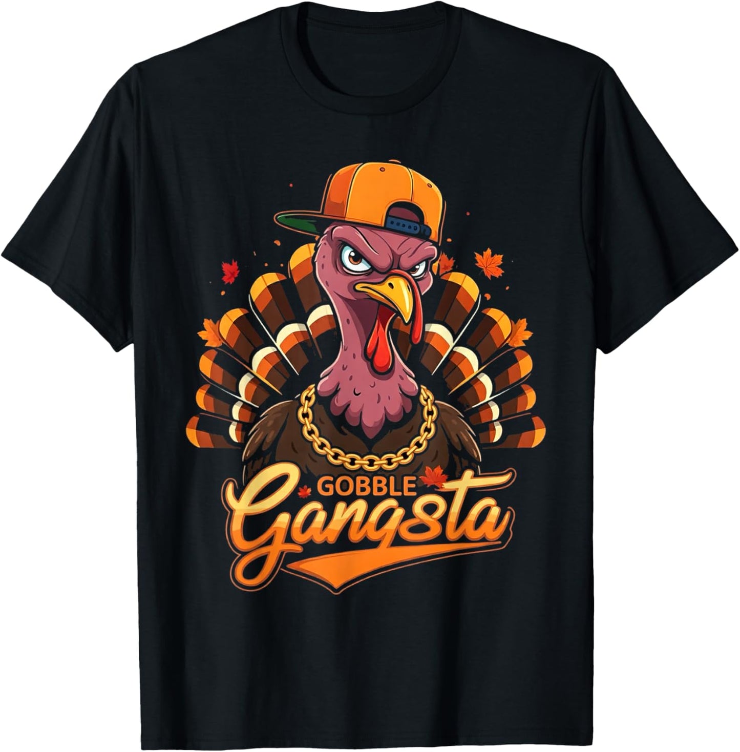 Thanksgiving Gangster Turkey Gobble Gangsta Cool Turkey Fun T-Shirt - T-Shirt | Black