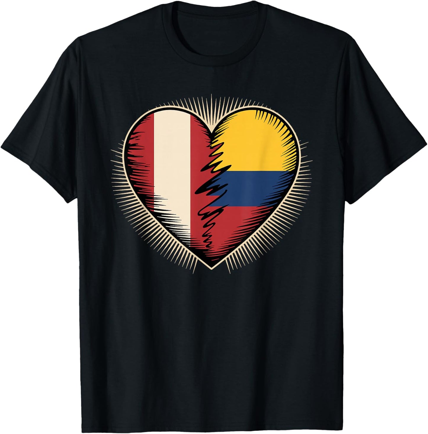 Half Peruvian Colombian Roots Peru Colombia T-Shirt - T-Shirt | Black