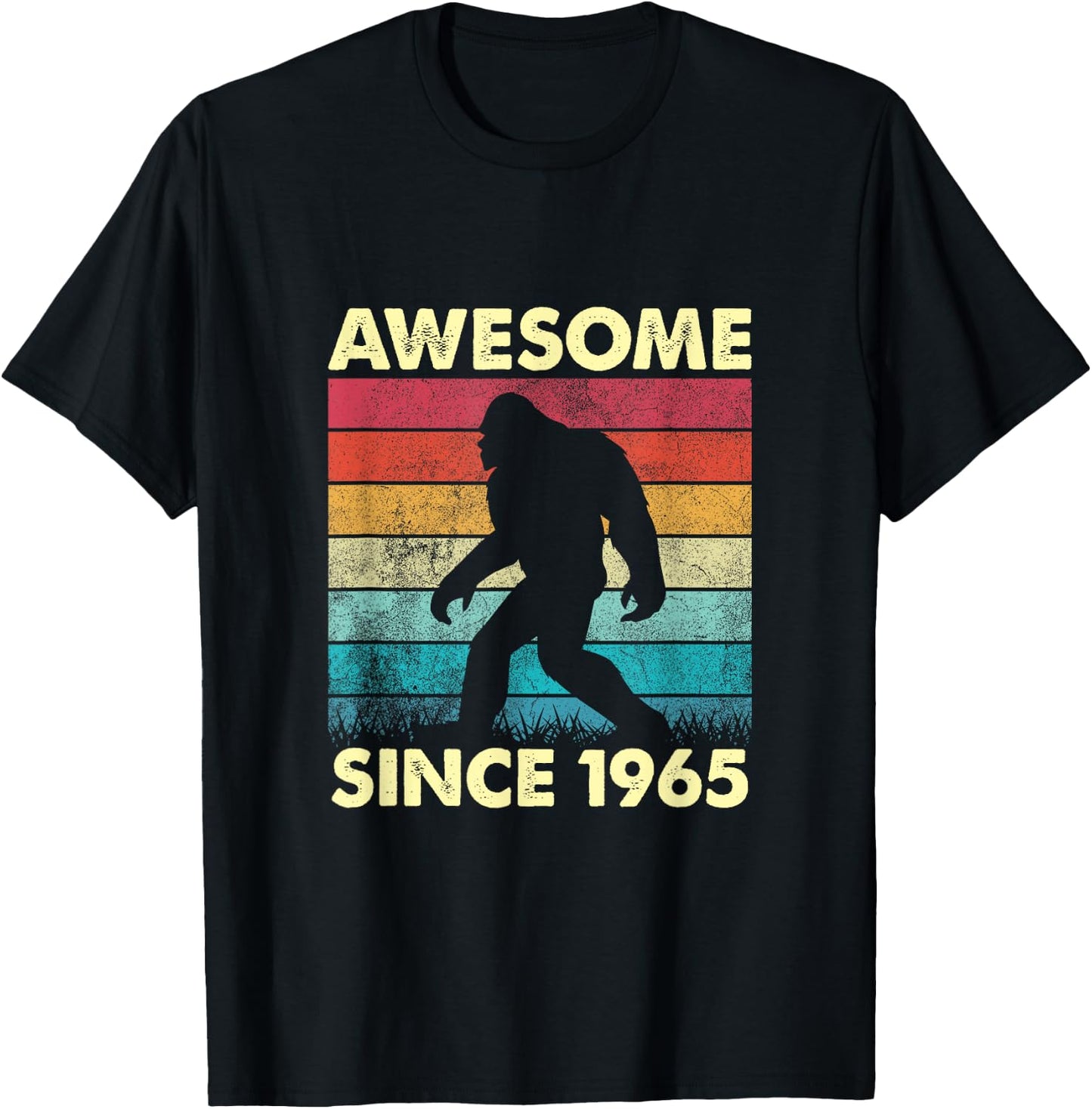 Vintage Bigfoot 59 Years Awesome Since 1965 Birthday T-Shirt - T-Shirt | Black