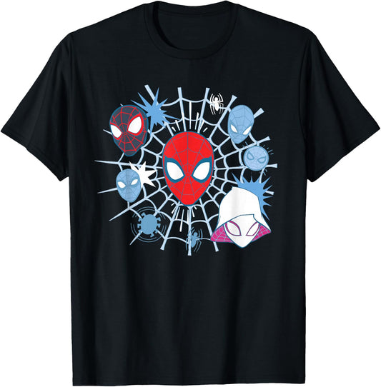 Marvel Spider-Man Team Spidey Big Face Collage T-Shirt - T-Shirt | Black